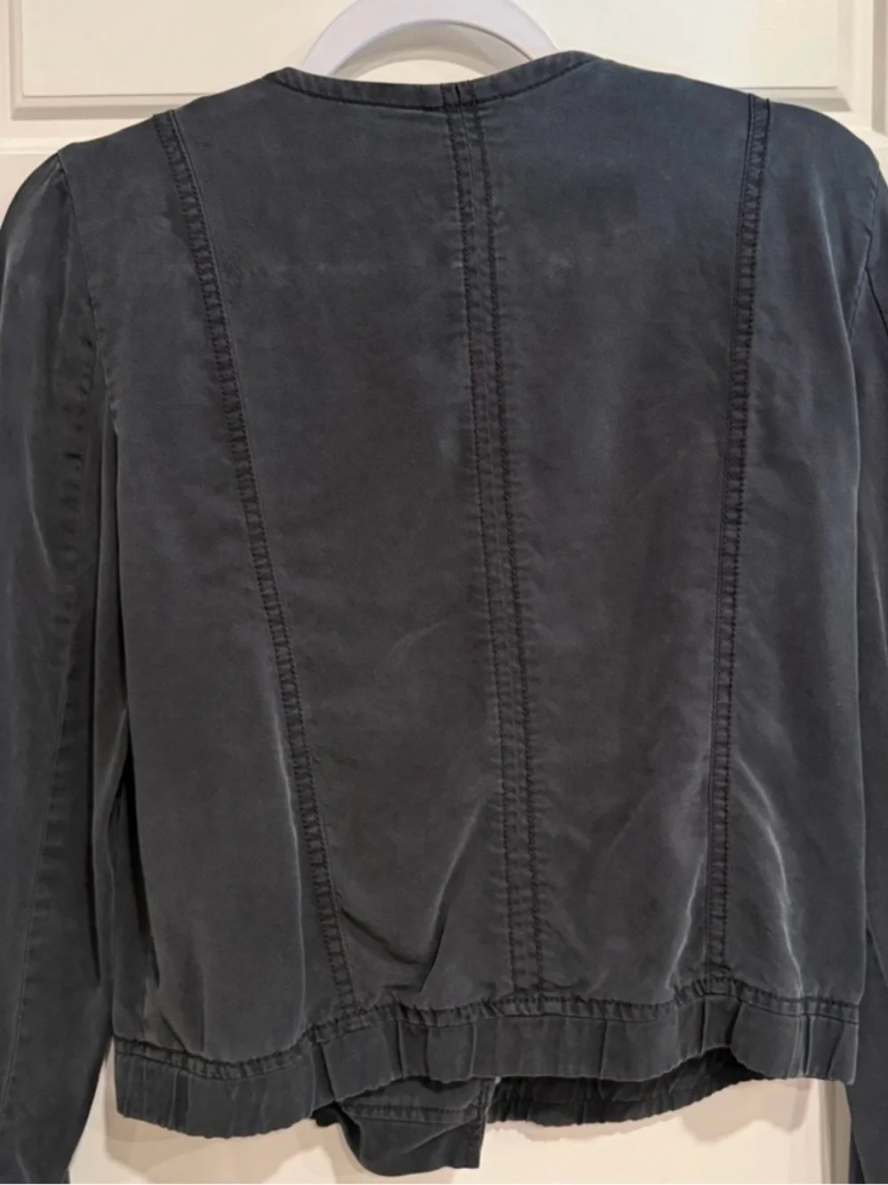 Lou & Grey XS Charcoal Gray Draped Moto Jacket Asymmetrical Zip Pockets